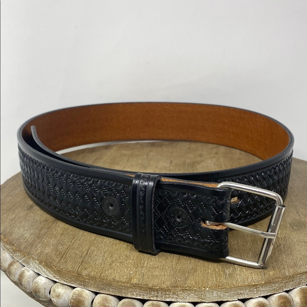 Safariland Don Hume Garrison Belt Black Leather Basketweave 30" Tactical.
